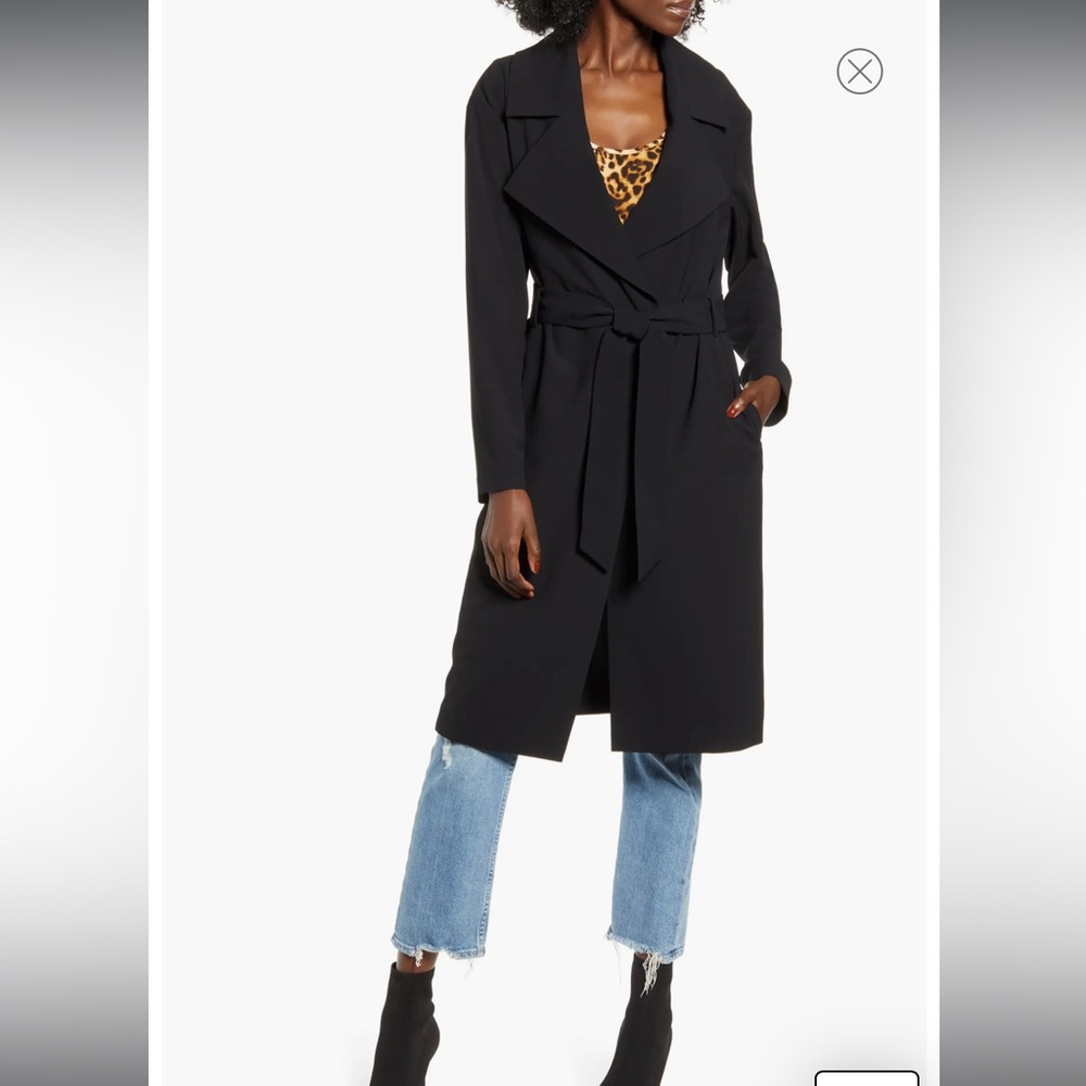 Leith Relaxed Soft Trench Coat Black XS